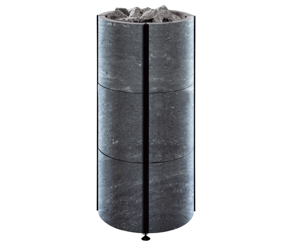 Round Standing Soapstone Cladded Electric Sauna Heater Tulikivi Naava Nobile