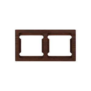 Wooden wall plate with two sockets on a white background