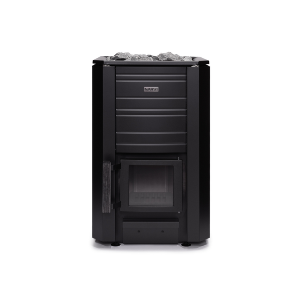 Narvi Black Wood Burning Sauna Heater on a white background