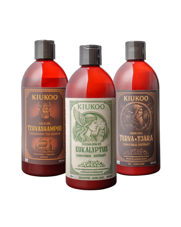 Kiukoo Sauna Fragrances and Tar Shampoo