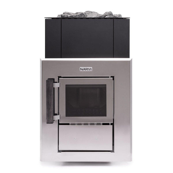 Narvi Kuru 14 Through Wall Wood Burning Sauna Heater on a white background