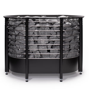 Narvi Peak Big Electric Sauna Heater filled with grey sauna stones on a white background
