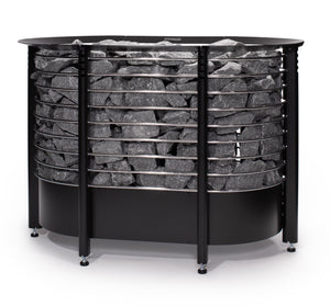 Narvi Peak Big Electric Sauna Heater filled with grey sauna stones on a white background