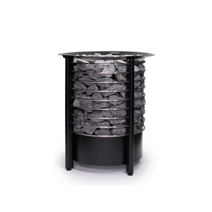 Narvi Peak Electric Sauna Heater filled with grey sauna stones on a white background 