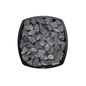 Narvi Velvet 35 Wood Burning Sauna Heater filled with grey sauna stones on a white background