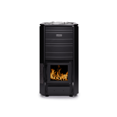 Narvi Black Wood Burning Sauna Heater on a white background
