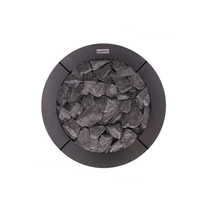 Narvi Peak Electric Sauna Heater filled with grey sauna stones on a white background 