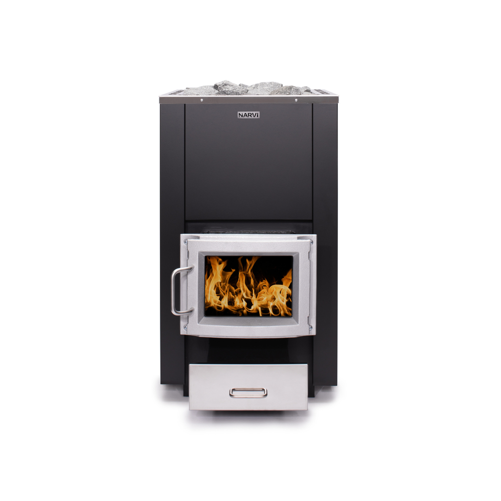 Narvi 30 Wood Burning Sauna Heater on a white background 