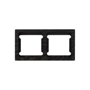 Black double gang wall plate on a white background