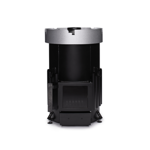 Narvi Luosto Wood Burning Sauna Heater with grey sauna stones on a white background  