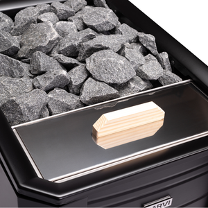 Narvi Black WT Wood Burning Sauna Heater on a white background 