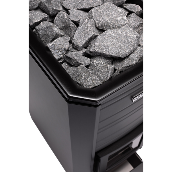 Narvi Black Wood Burning Sauna Heater on a white background