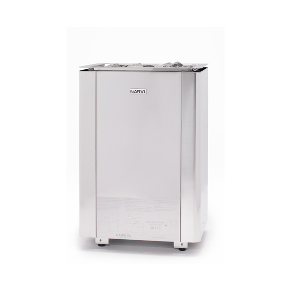Narvi Ultra Small Stainless Electric Sauna Heater on a white background 