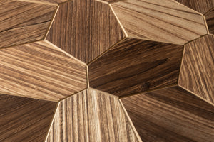 Close-up of a wooden surface with geometric pattern