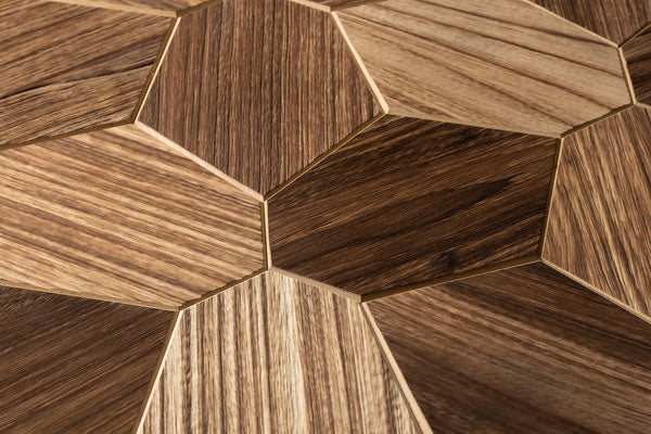 Close-up of a wooden surface with geometric pattern