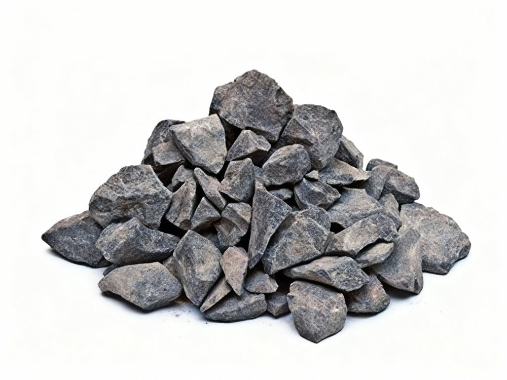 Pile of gray stones on a white background