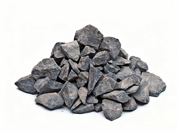 Pile of gray stones on a white background