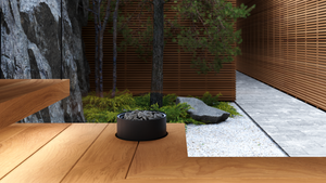 Tulikivi Usva L Black Electric Sauna Heater in a wooden sauna 