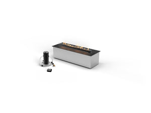 Modern fire pit with accessories on a white background