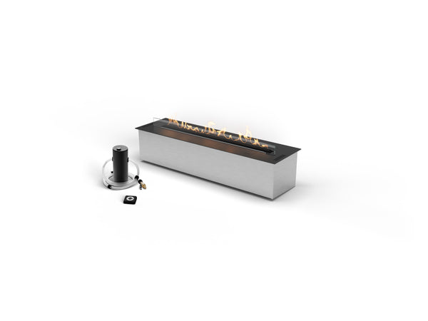 Modern fire pit with ethanol tank on a white background