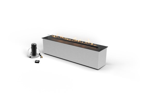Planika FLA4+ 1190 automatic ethanol burner with long linear flame and refill pump included