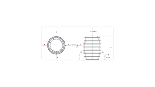 HUUM Hive Electric Sauna Heater dimensions on a white background