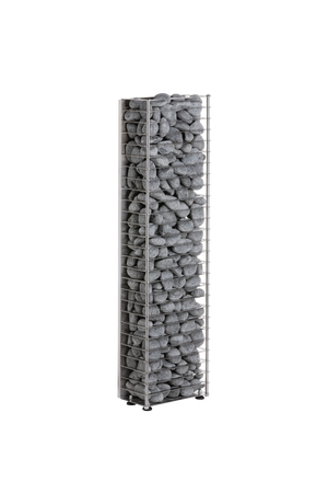 HUUM Cliff mini electric sauna heater filled with gray stones on a white background