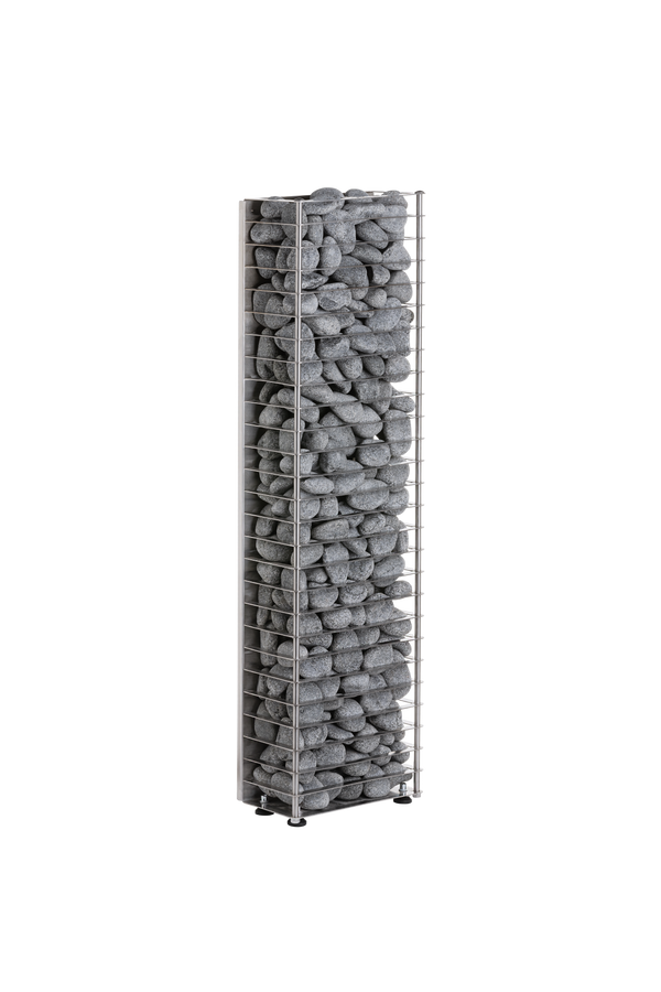HUUM Cliff mini electric sauna heater filled with gray stones on a white background