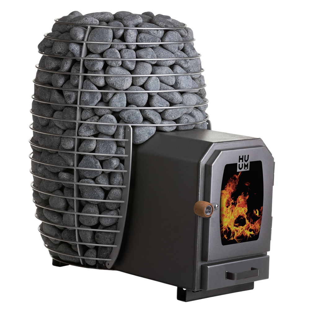 HUUM wood burning sauna heater with grey stones