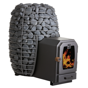 HUUM wood burning sauna heater with grey stones