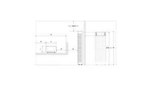 Technical drawing of an Electric Sauna Heater layout with dimensions