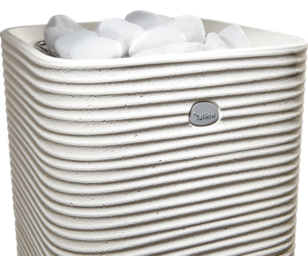 Standing Cast Stone Cladded Electric Sauna Heater Tulikivi Huurre, Closeup