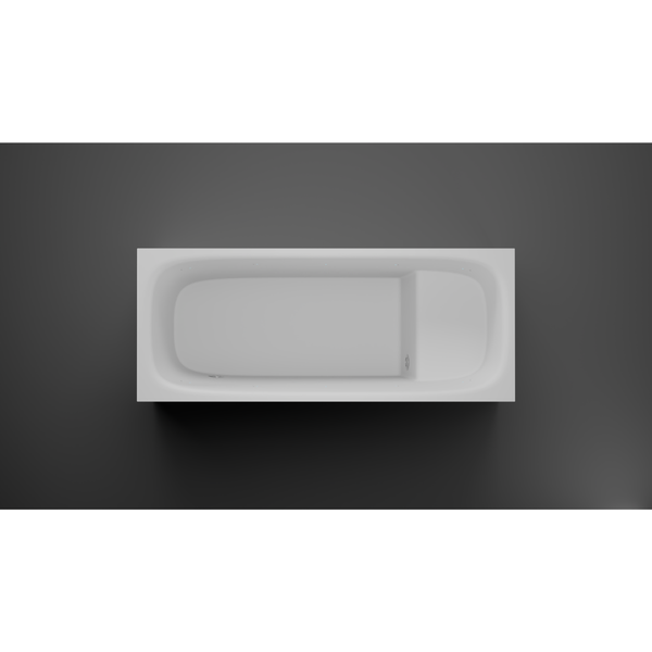 Modern white cold plunge on a dark gray background