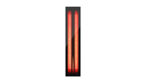 Narvi infrared sauna heater with red interior on a white background