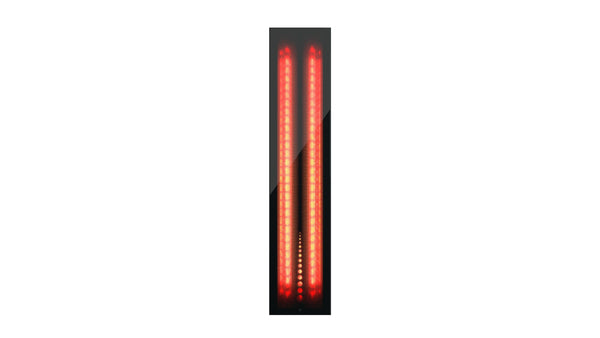 Narvi infrared sauna heater with red interior on a white background