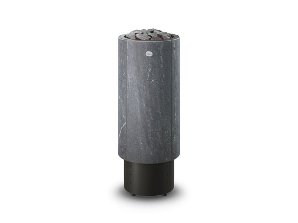 Round Soapstone Cladded Electric Sauna Heater Tulikivi Kaarna Nobile, Front, Raised