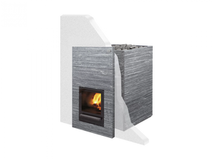 Tulikivi Kinos Grafia Wood Burning Sauna Heater on a white background 