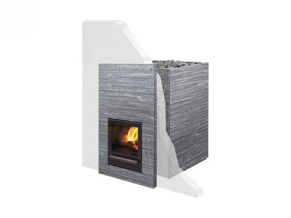 Tulikivi Kinos Grafia Wood Burning Sauna Heater on a white background 