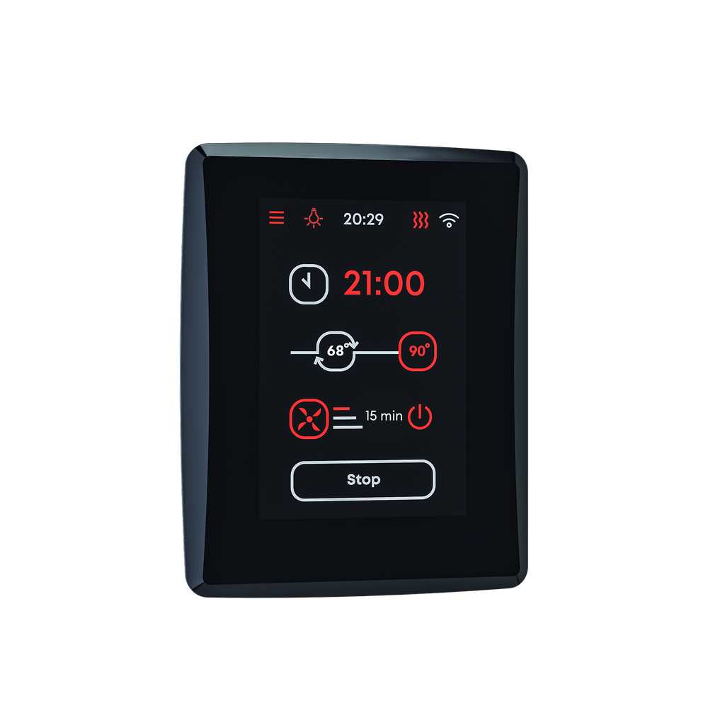 Digital thermostat with display on a white background