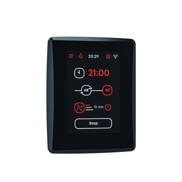 Digital thermostat with display on a white background