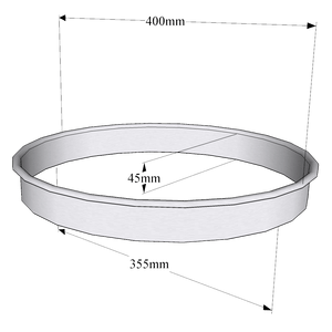 White integration collar with dimensions on a black background