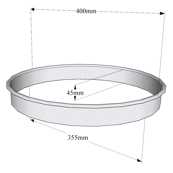 White integration collar with dimensions on a black background