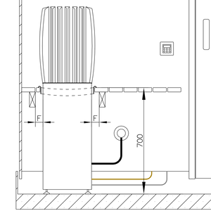 Black background with integration collar for a electric sauna heater