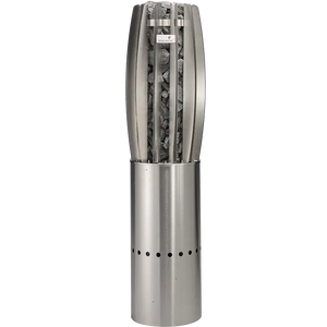 Stainless steel pepper grinder on a white background