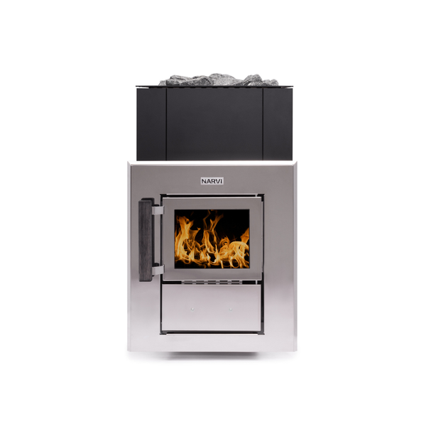 Narvi Kuru 14 Through Wall Wood Burning Sauna Heater on a white background