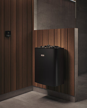 Narvi NC Electric Black Electric Sauna Heater in a sauna