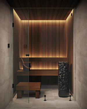 Narvi Saana Black Electric Sauna Heater in a sauna