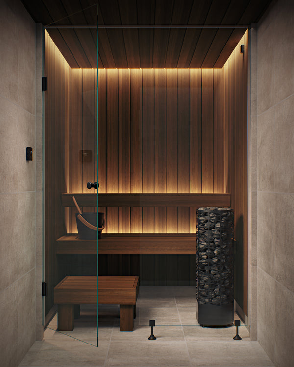 Narvi Saana Black Electric Sauna Heater in a sauna