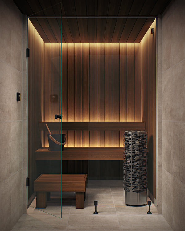 Narvi Saana Stainless Electric Sauna Heater in a sauna
