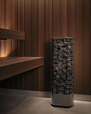 Narvi Saana Stainless Electric Sauna Heater in a sauna